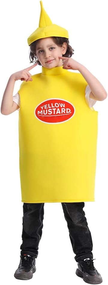 Costume de ketchup à la moutarde pour enfants, fête d'Halloween