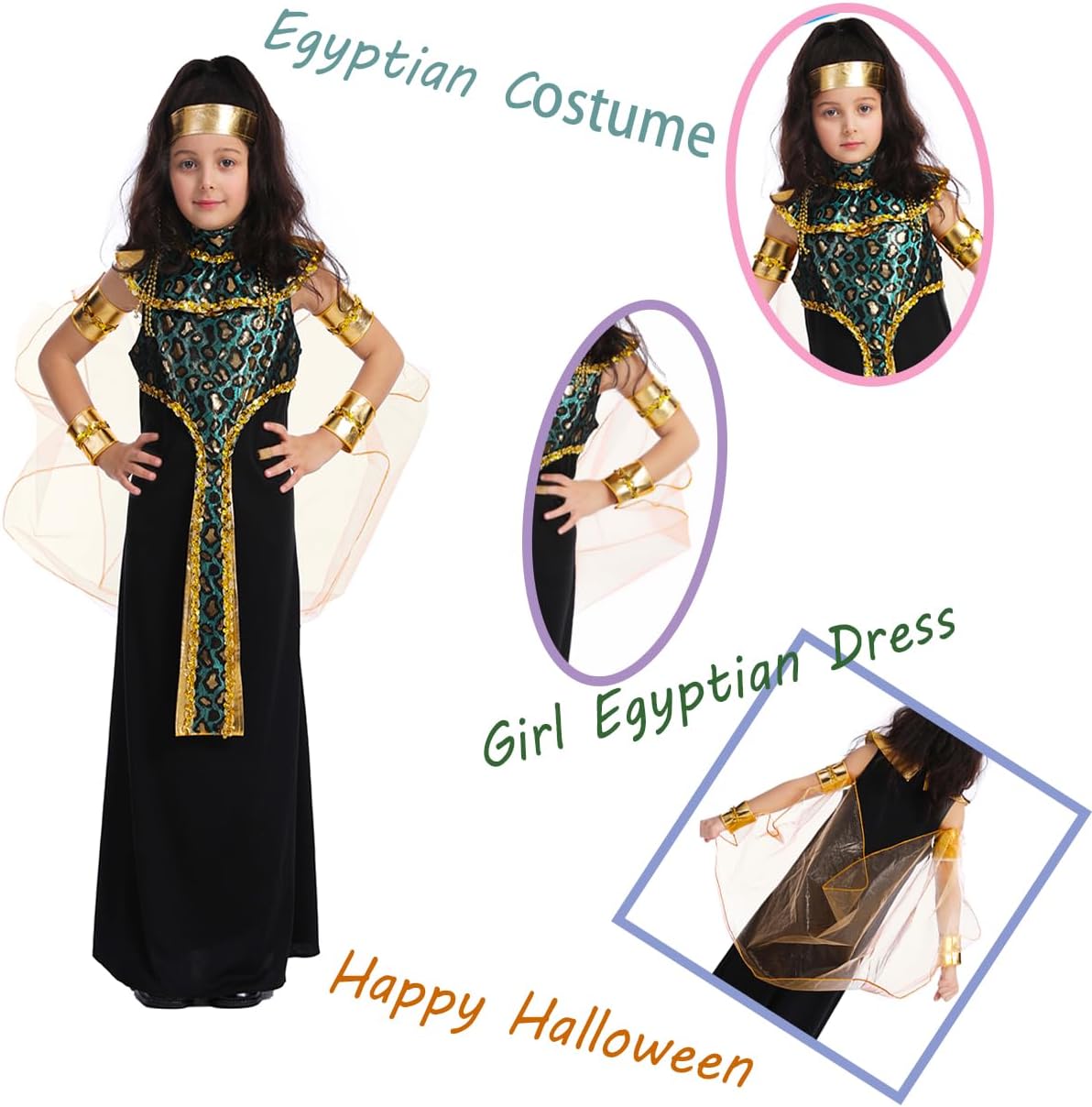 Egyptian Costume for Kids Halloween Dress Up Party Cosplay Outfit