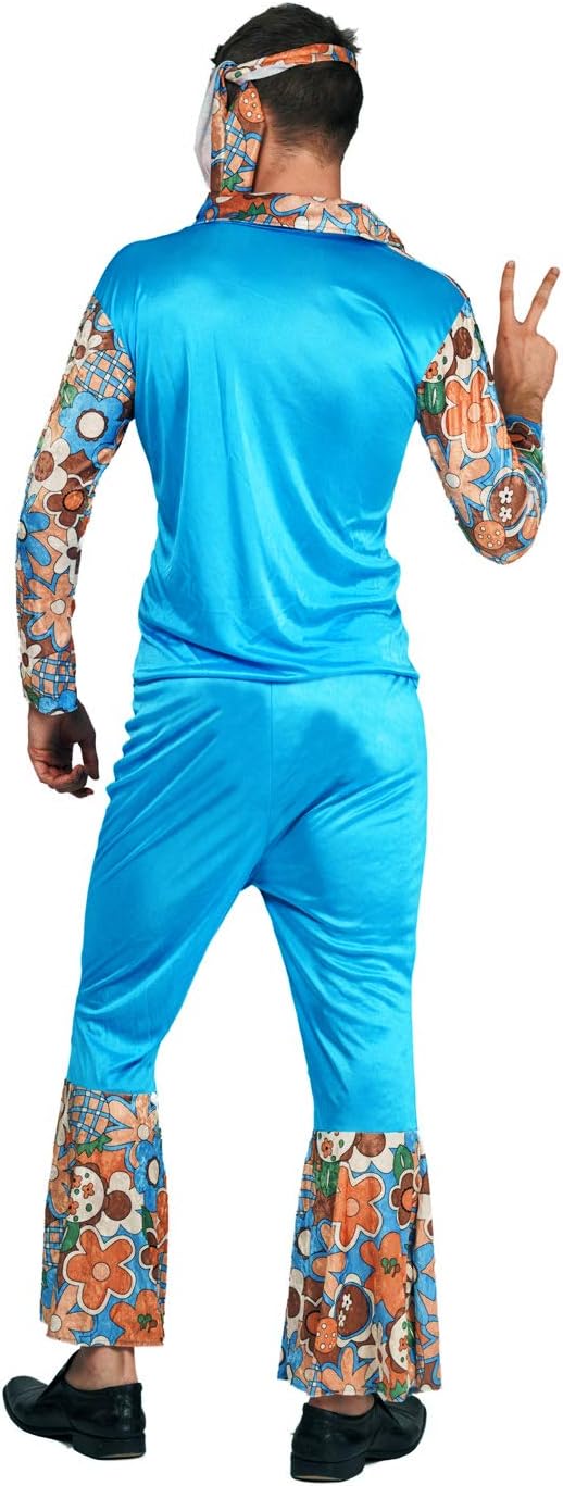 Men's 60s 70s Flower Hippie Groovy Costume for Halloween and Cosplay