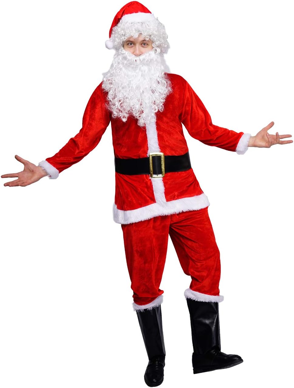 Costume de Père Noël en velours pour homme, idéal pour le cosplay et les fêtes