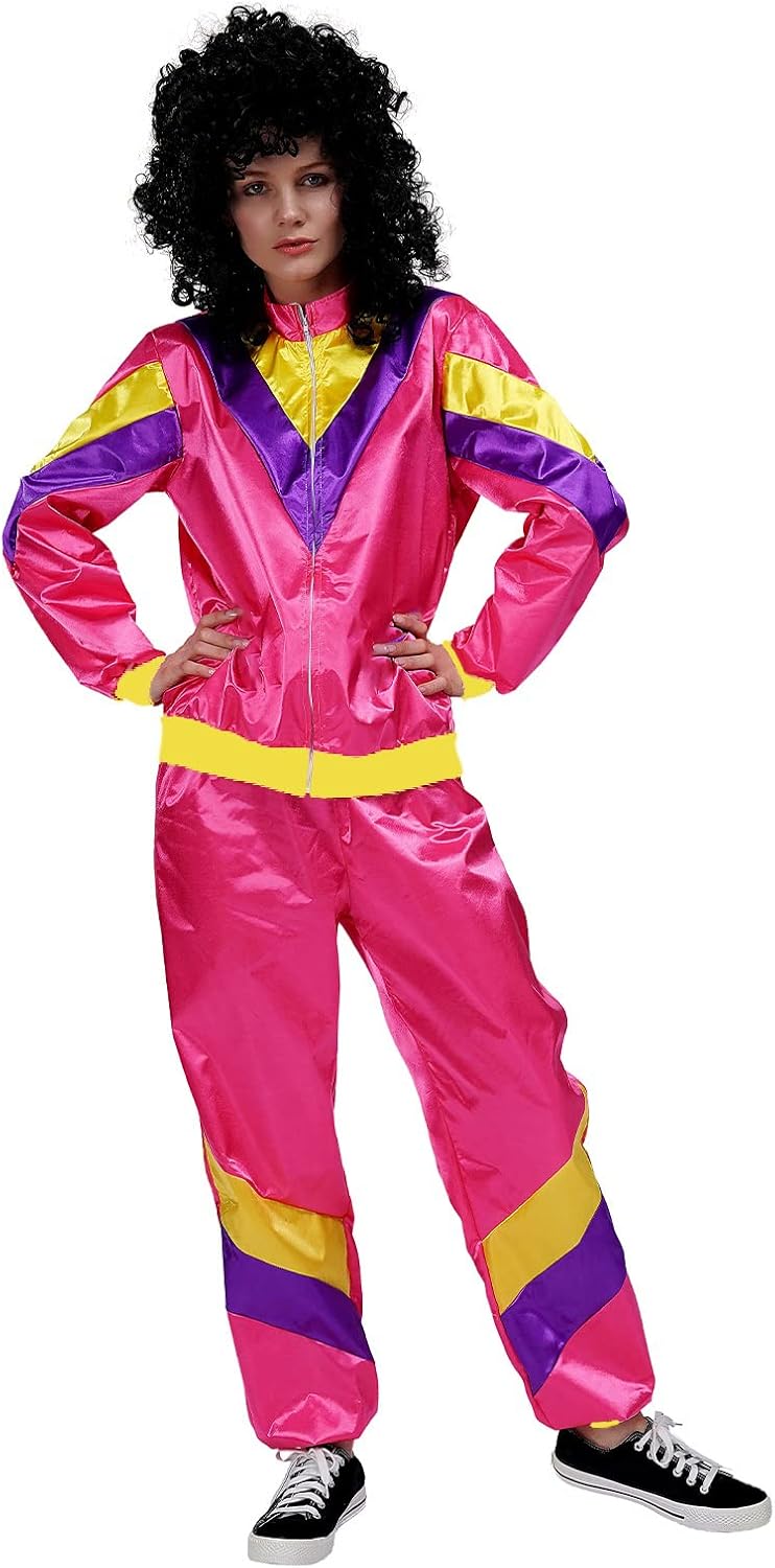 Adult Women and Men's Retro 80s 90s Hippie Costume for Halloween Party Cosplay