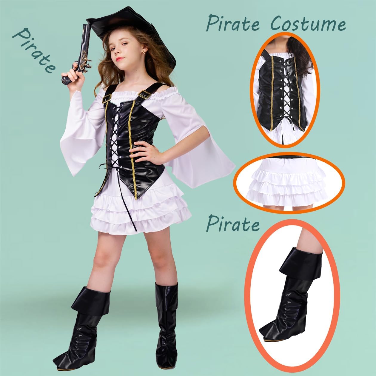 Girl Pirate Costume Cosplay Kids Halloween Party