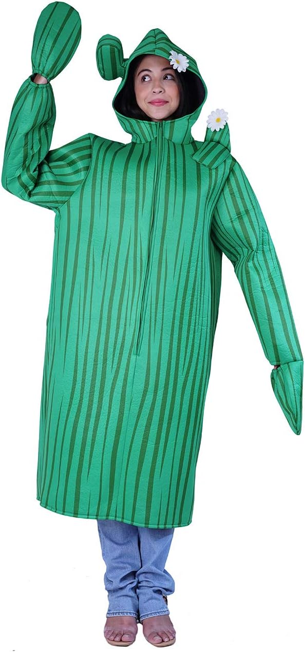 Unisex Adult Cactus Costume Green Plant Jumpsuit Halloween Cosplay Outfit