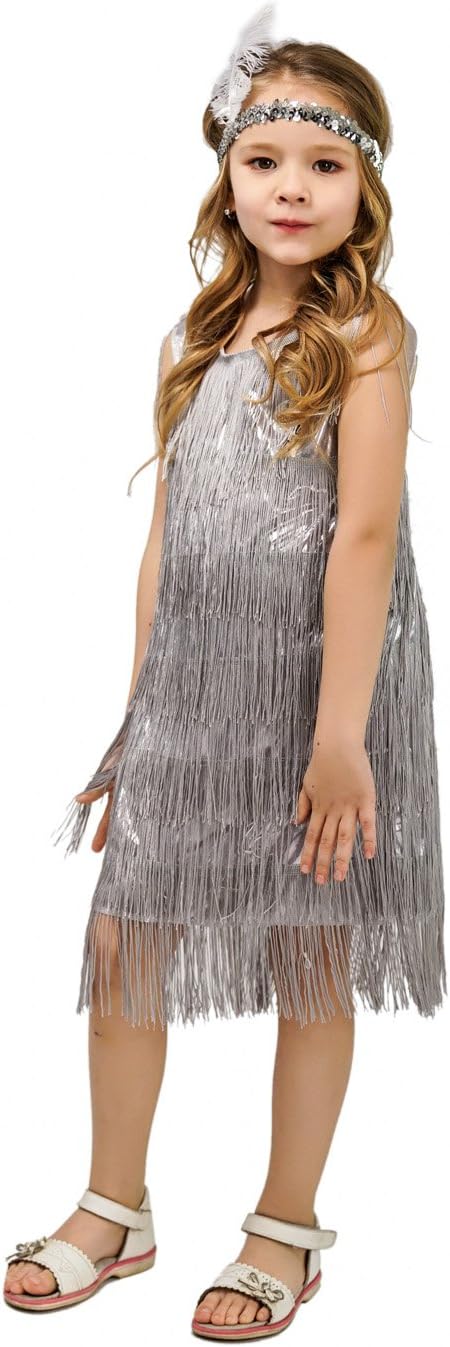 Girl's Flapper Dress Satin Costume for Kids Halloween Party Cosplay
