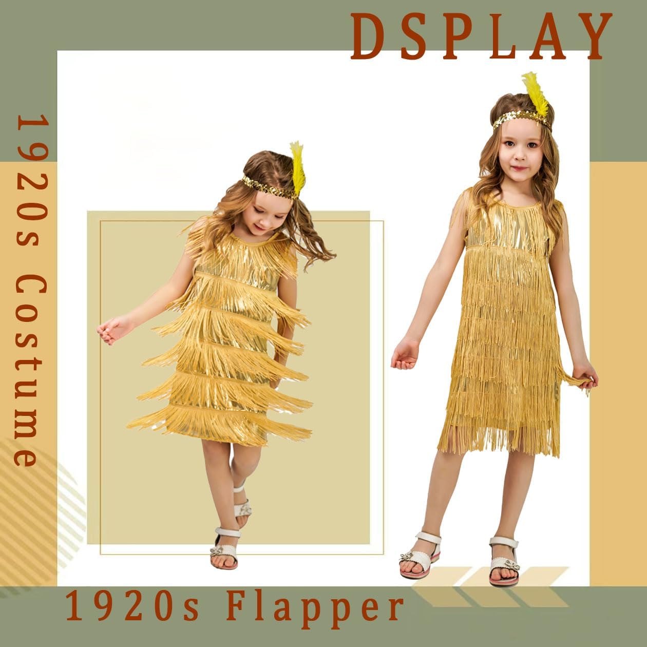 Girls Flapper Satin Dress Costume for Halloween or Cosplay