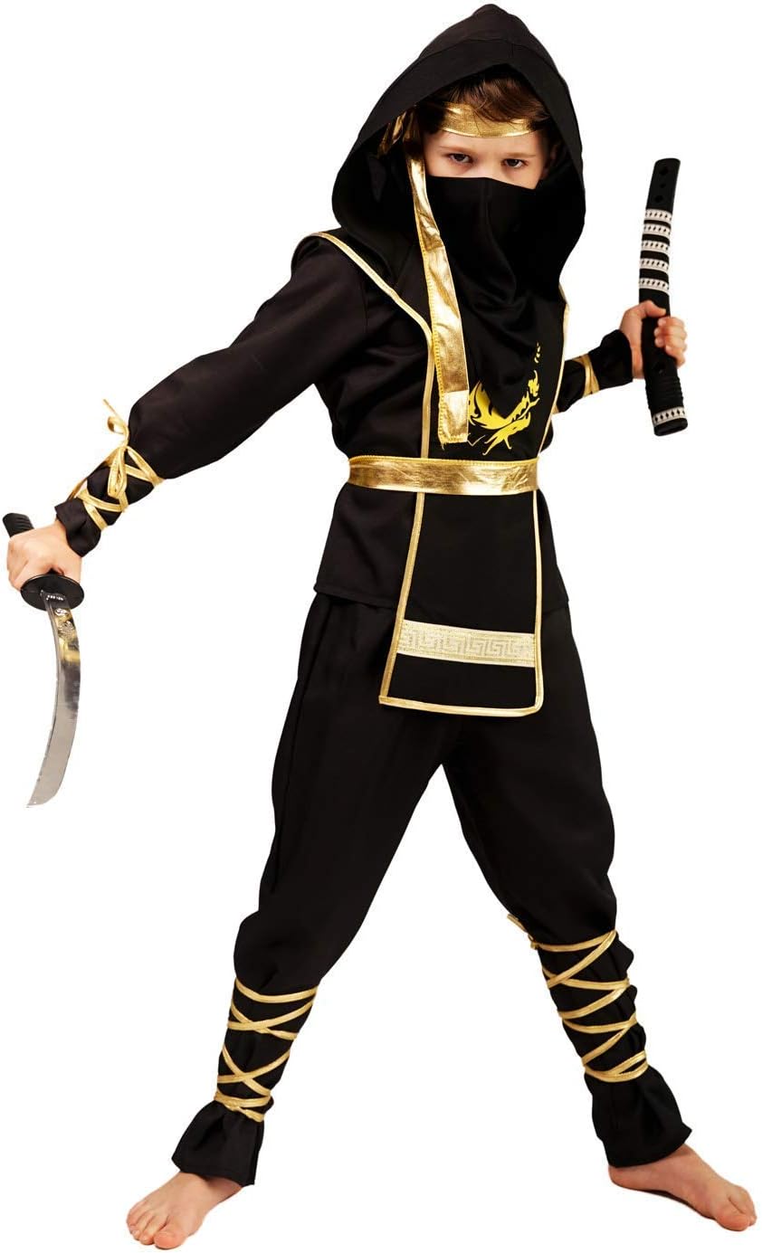 Boys Golden Dragon Ninja Cosplay Halloween Costume