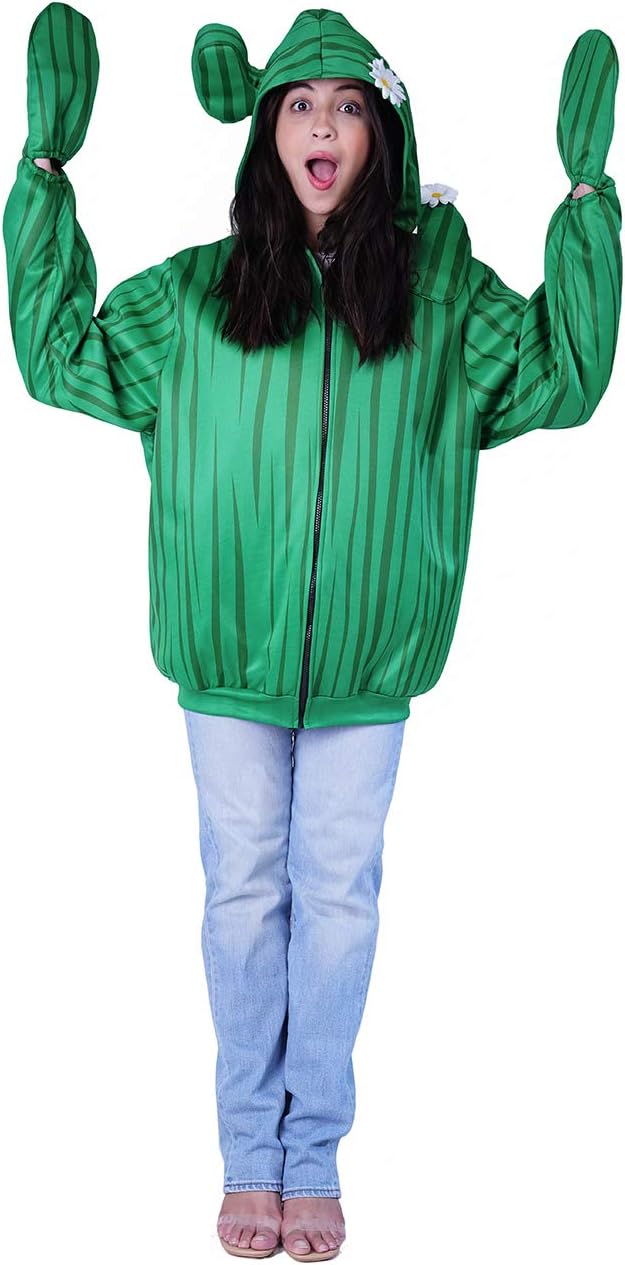 Adult Women's Green Plant Cactus Jacket with Hat Cosplay Costume