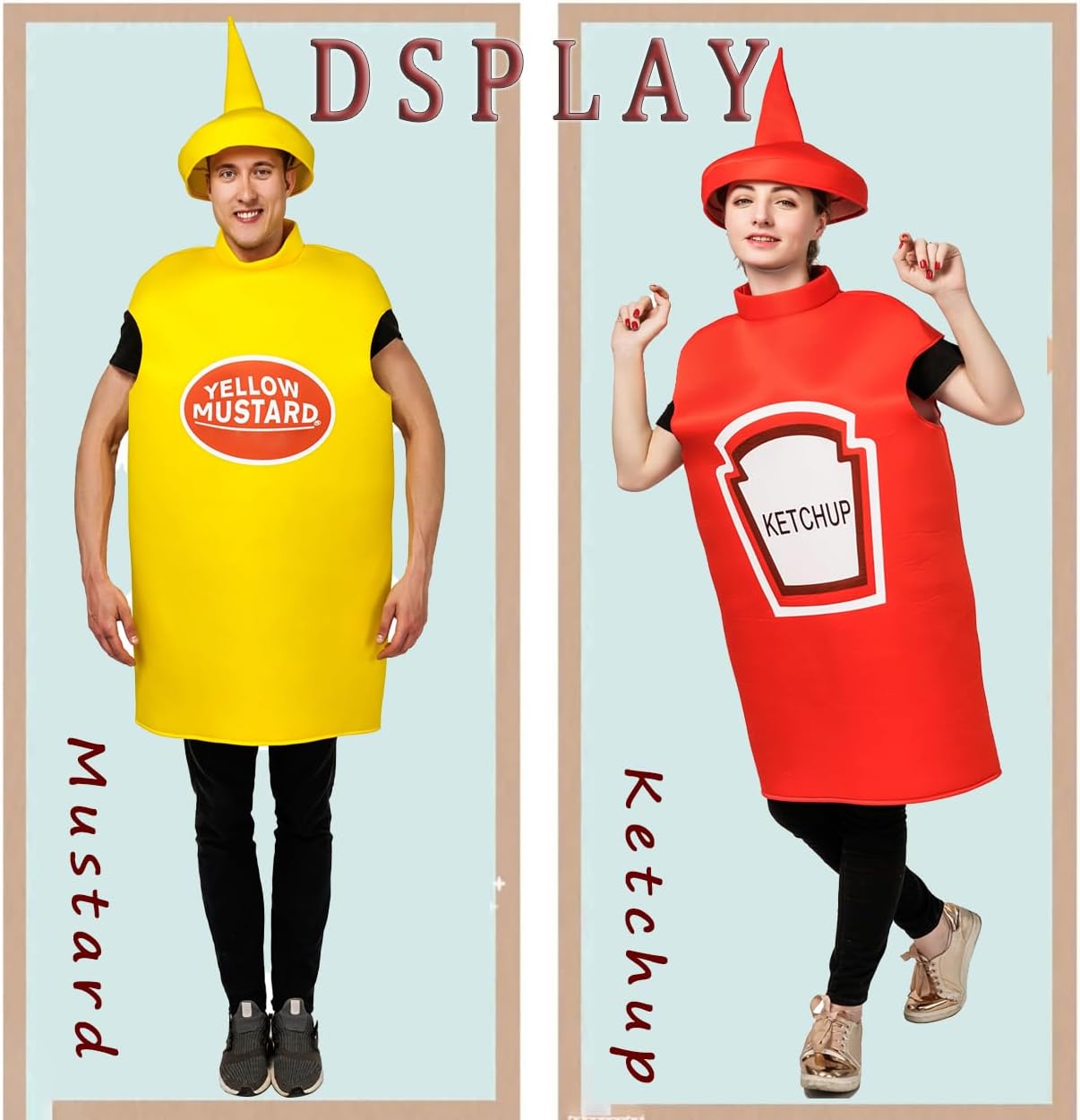 Déguisement unisexe léger pour adulte, bouteille de ketchup et de moutarde, pour Halloween et cosplay