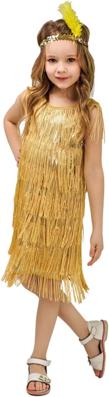 Girls Flapper Satin Dress Costume for Halloween or Cosplay