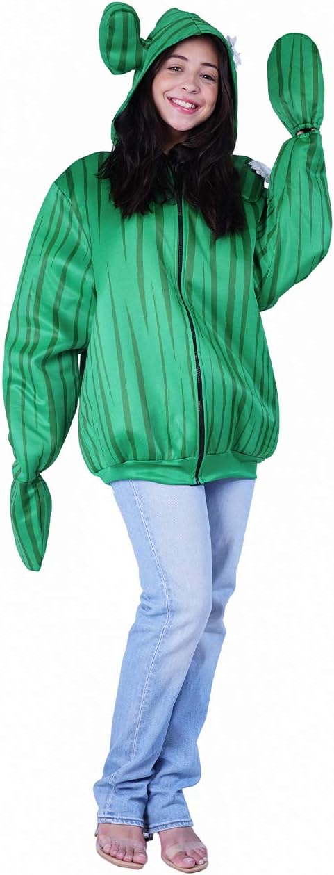 Adult Women's Green Plant Cactus Jacket with Hat Cosplay Costume