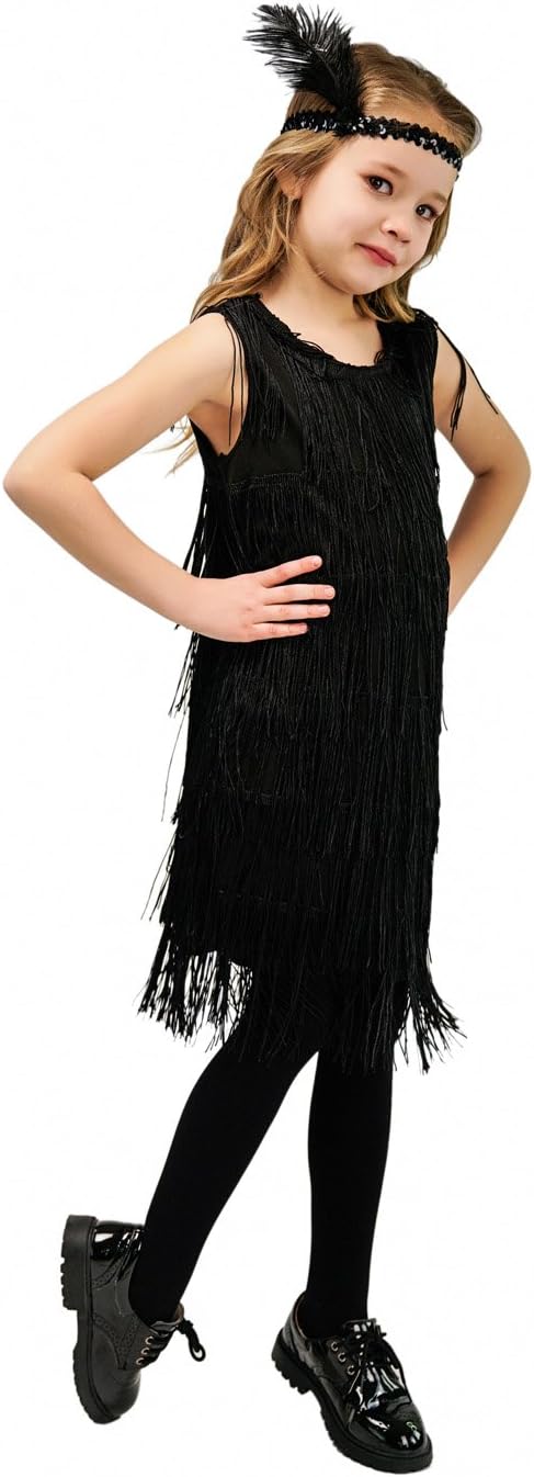Girl's Flapper Dress Satin Costume for Kids Halloween Party Cosplay