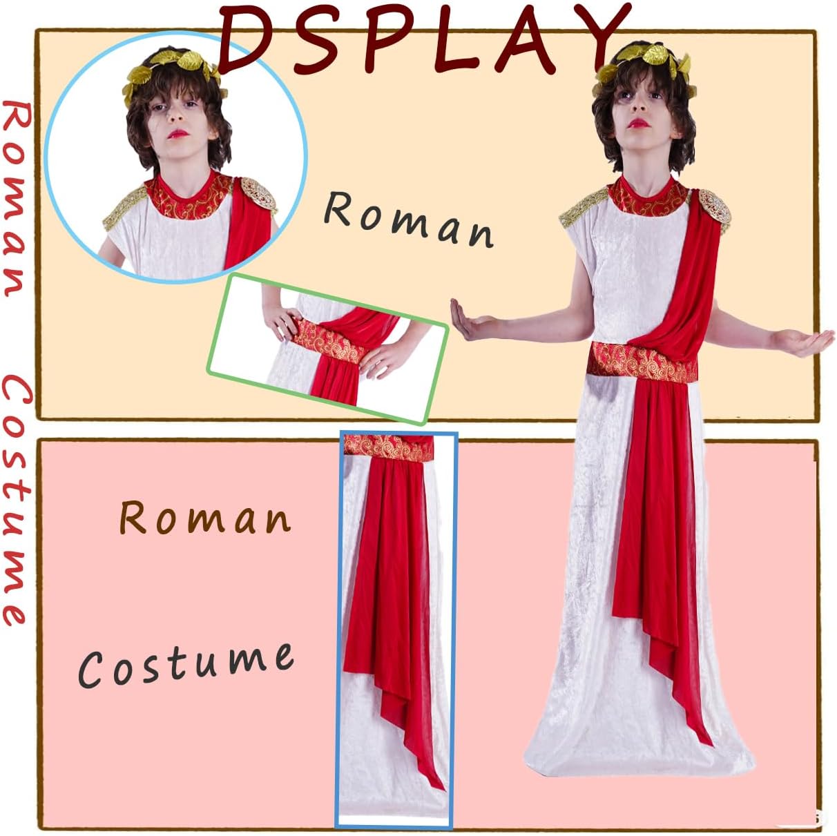 Disfraz romano para niños, toga para fiesta de Halloween, cosplay