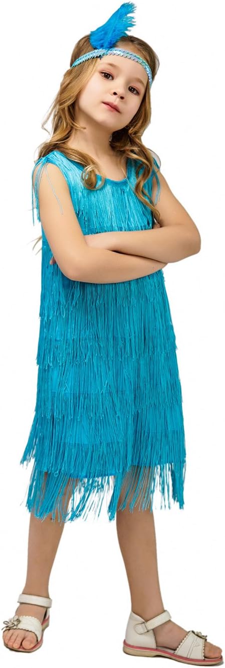 Girl's Flapper Dress Satin Costume for Kids Halloween Party Cosplay