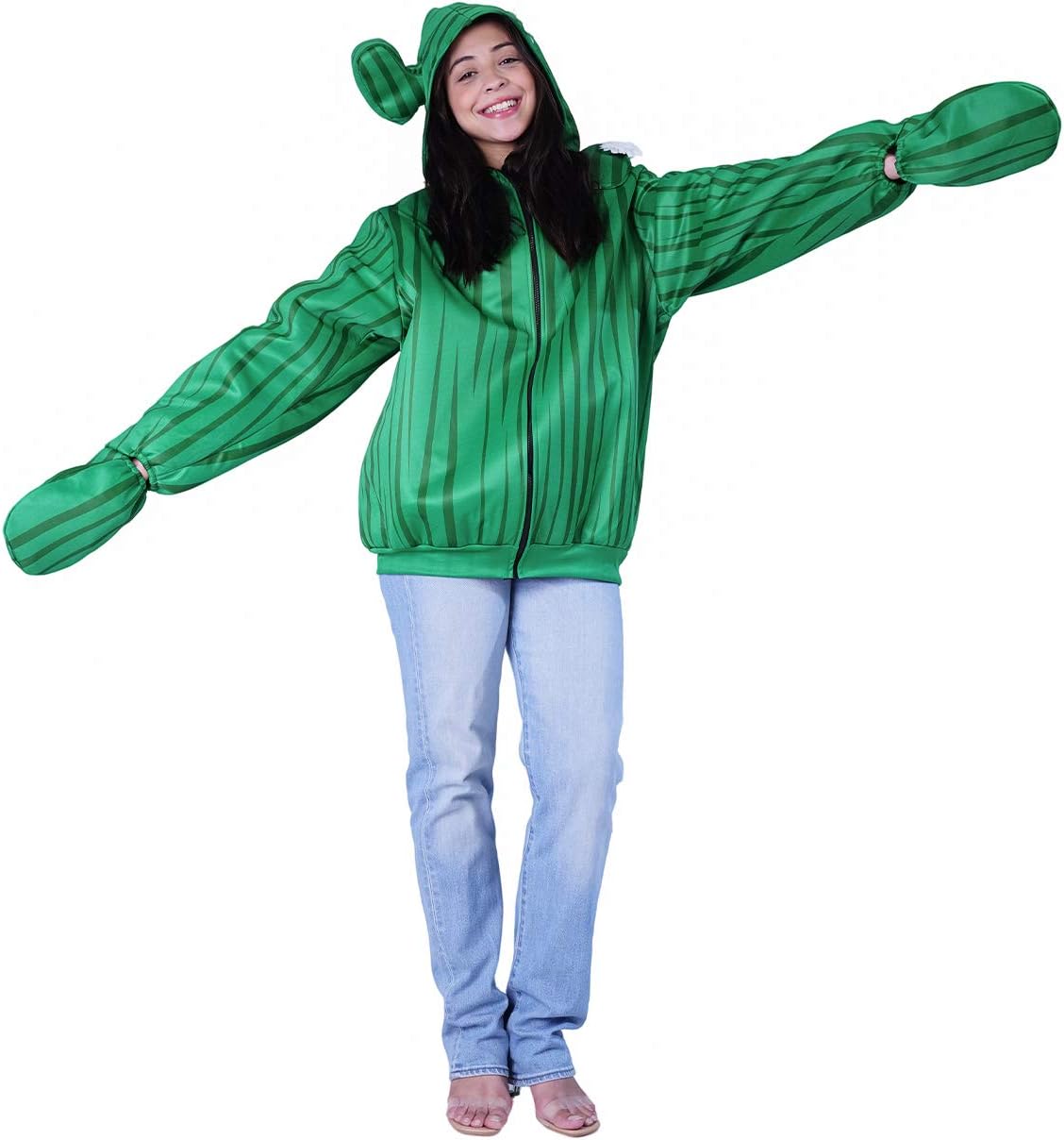Adult Women's Green Plant Cactus Jacket with Hat Cosplay Costume