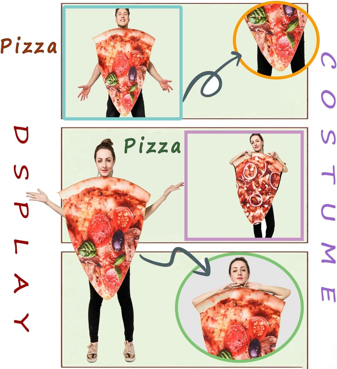 Disfraz de pizza unisex para adultos para Halloween y cosplay, talla única.