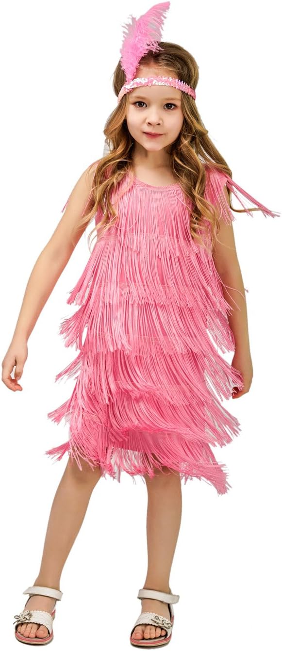 Girl's Flapper Dress Satin Costume for Kids Halloween Party Cosplay