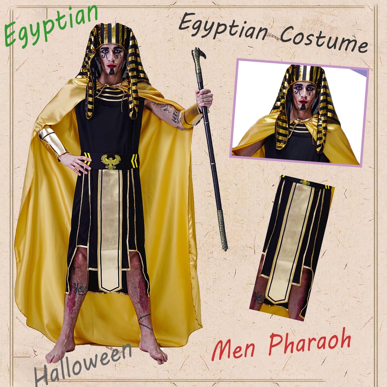 Men Egyptian Costume Cosplay Adult Pharaoh Halloween Party