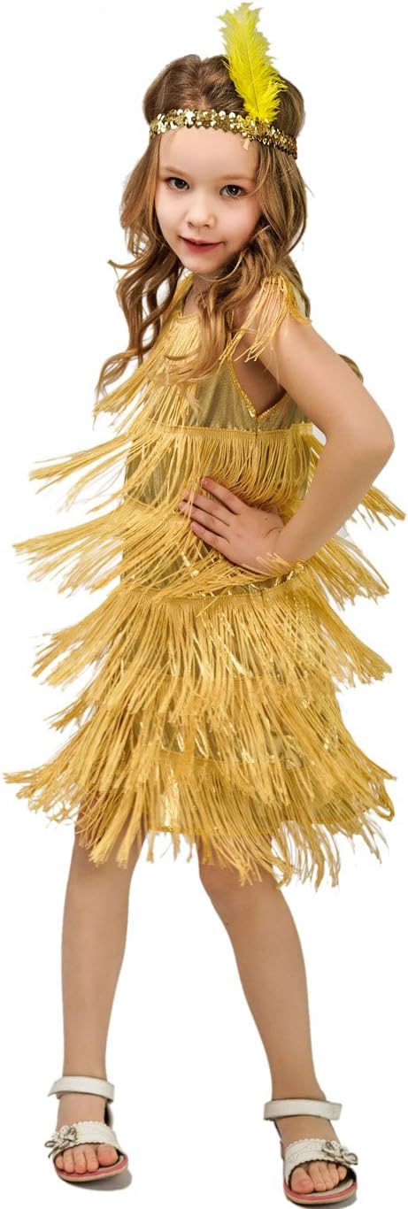 Girls Flapper Satin Dress Costume for Halloween or Cosplay