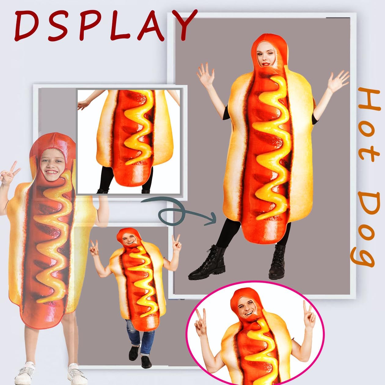 Unisex Adult Hot Dog Costume Jumpsuit for Halloween and Cosplay