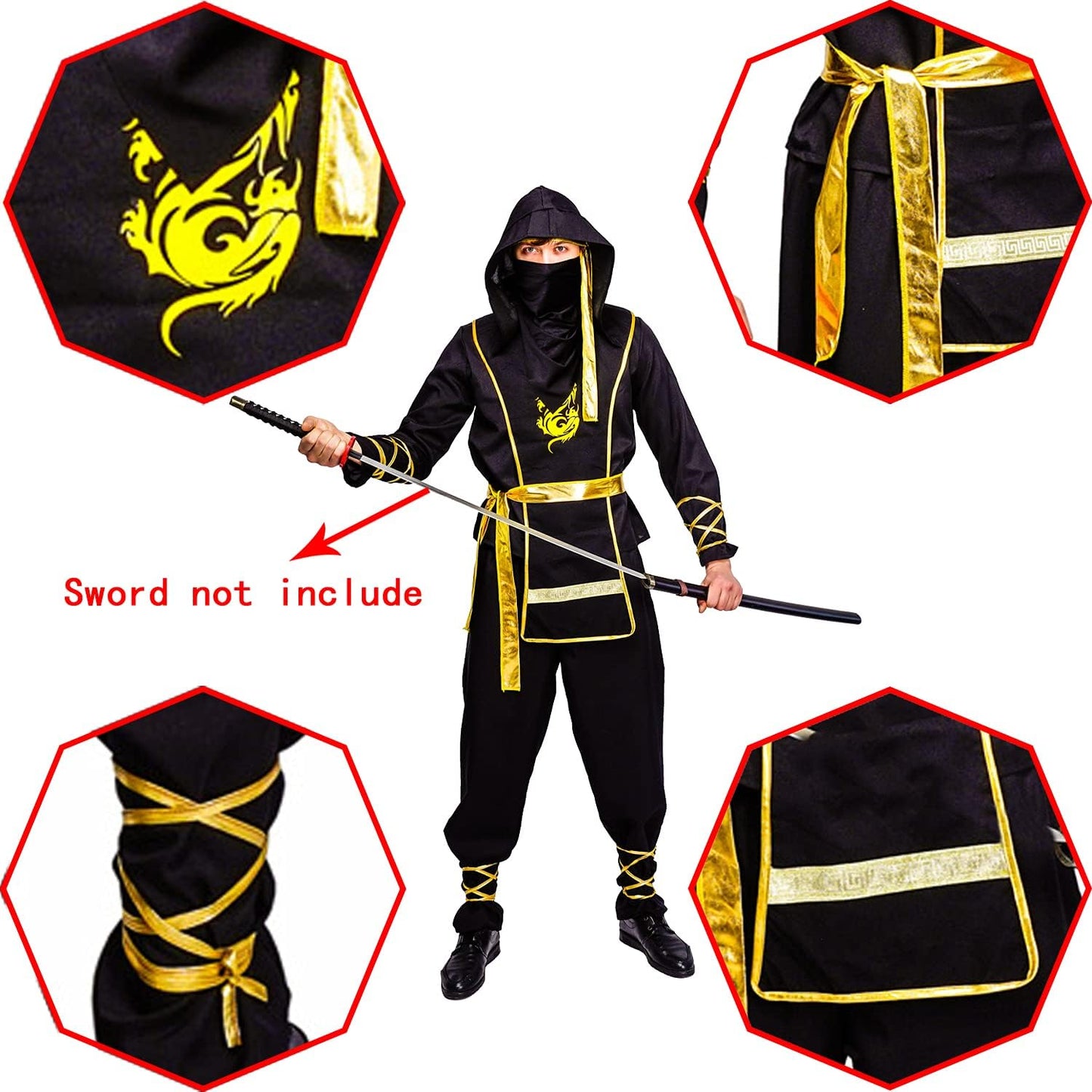 Men's Golden Dragon Ninja Costume