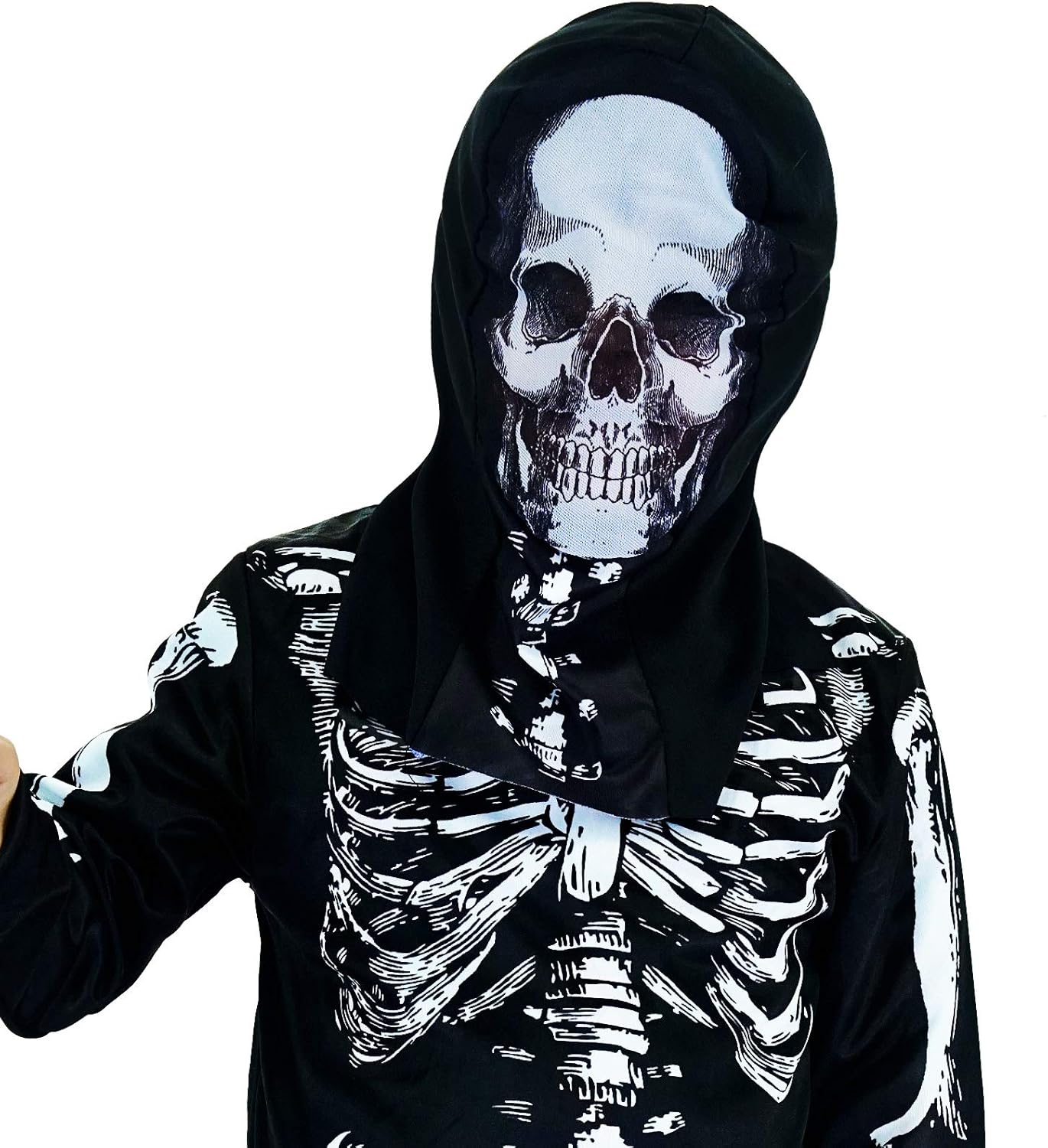 Halloween Kids Skeleton Ghost Costume for Boys and Girls (10-12 Years)
