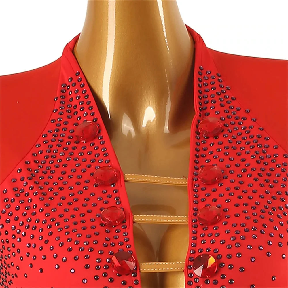 Girl Ice Skating Dress High Elasticity Training Competition Skating Wear Classic Crystal / Rhinestone Long Sleeve Ice Skating