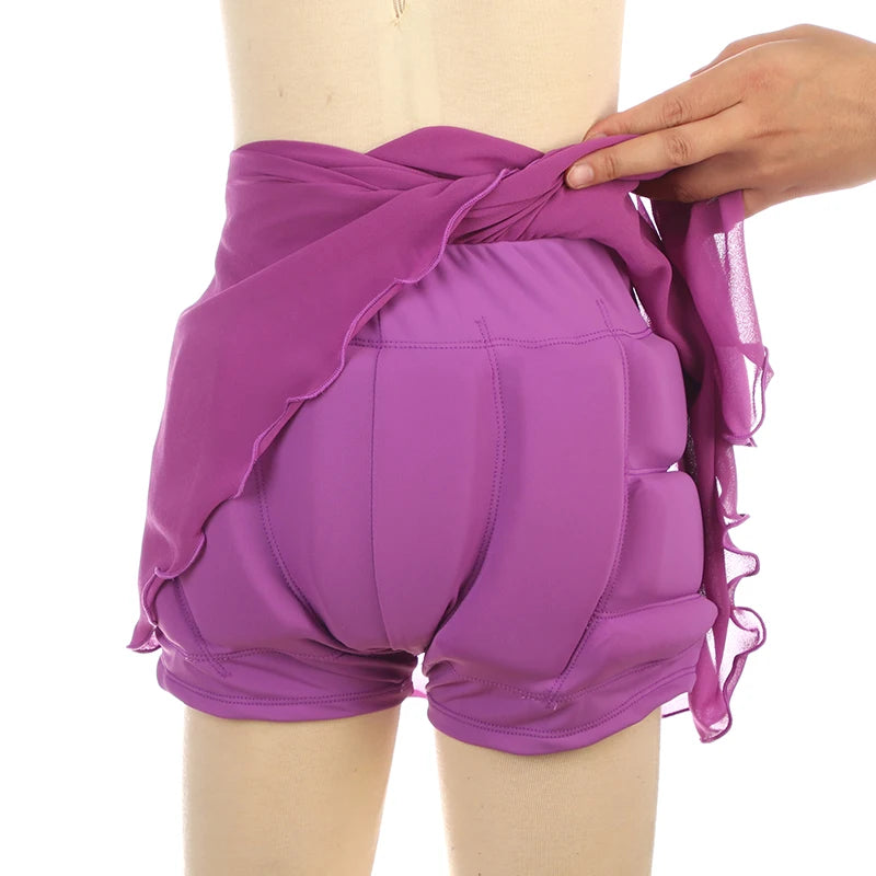 Figure Skating Hip Protection Pad For Training Competition With Detachable Skirt Black