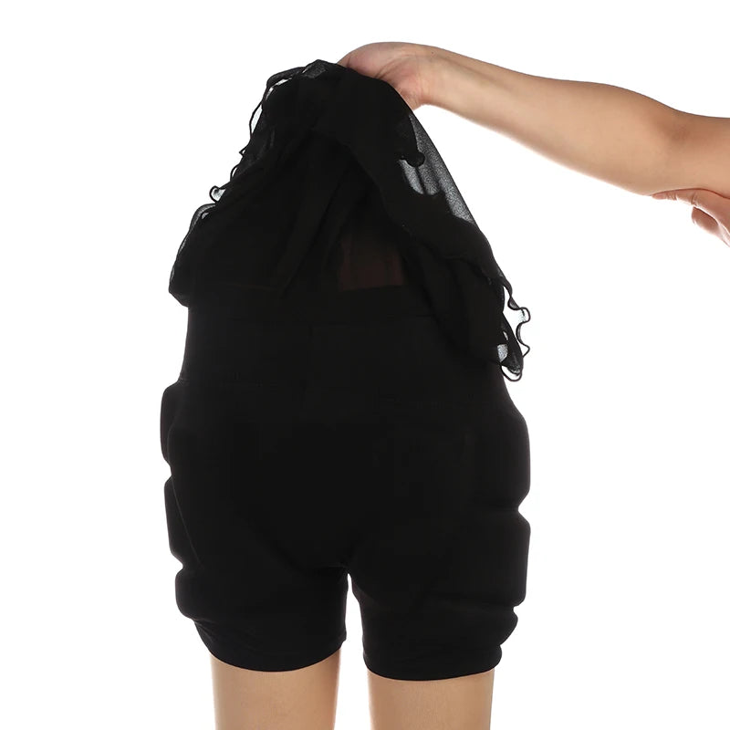 Figure Skating Hip Protection Pad For Training Competition With Detachable Skirt Black