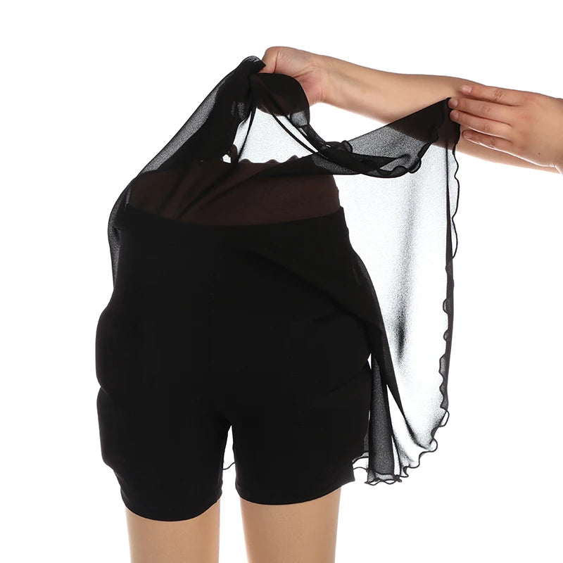 Figure Skating Hip Protection Pad For Training Competition With Detachable Skirt Black