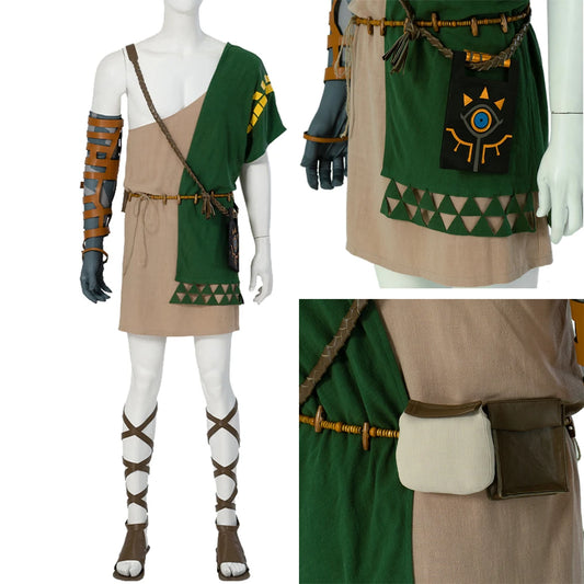 Costume de cosplay Link de la Légende de Zelda, tenue verte à une épaule pour Halloween et cosplay