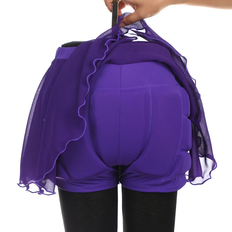 Figure Skating Hip Protection Pad For Training Competition With Detachable Skirt Black