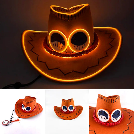 Casquette Firefist Ace à LED jaune lumineuse Portgas D Ace pour cosplay anime One Piece