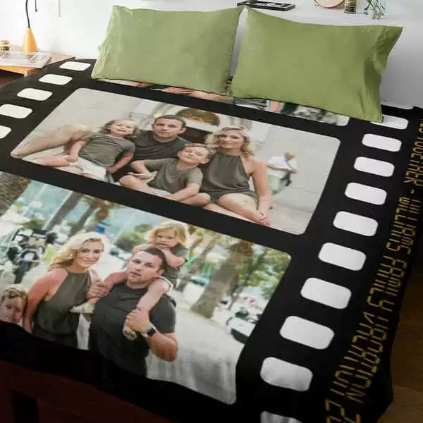 Personalized Vintage Film Style Photo Collage Blanket Gift img 3