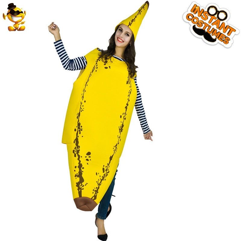 Halloween banana costume for adults and kids, funny cosplay fruit outfit, family matching couples costume for carnival and performance