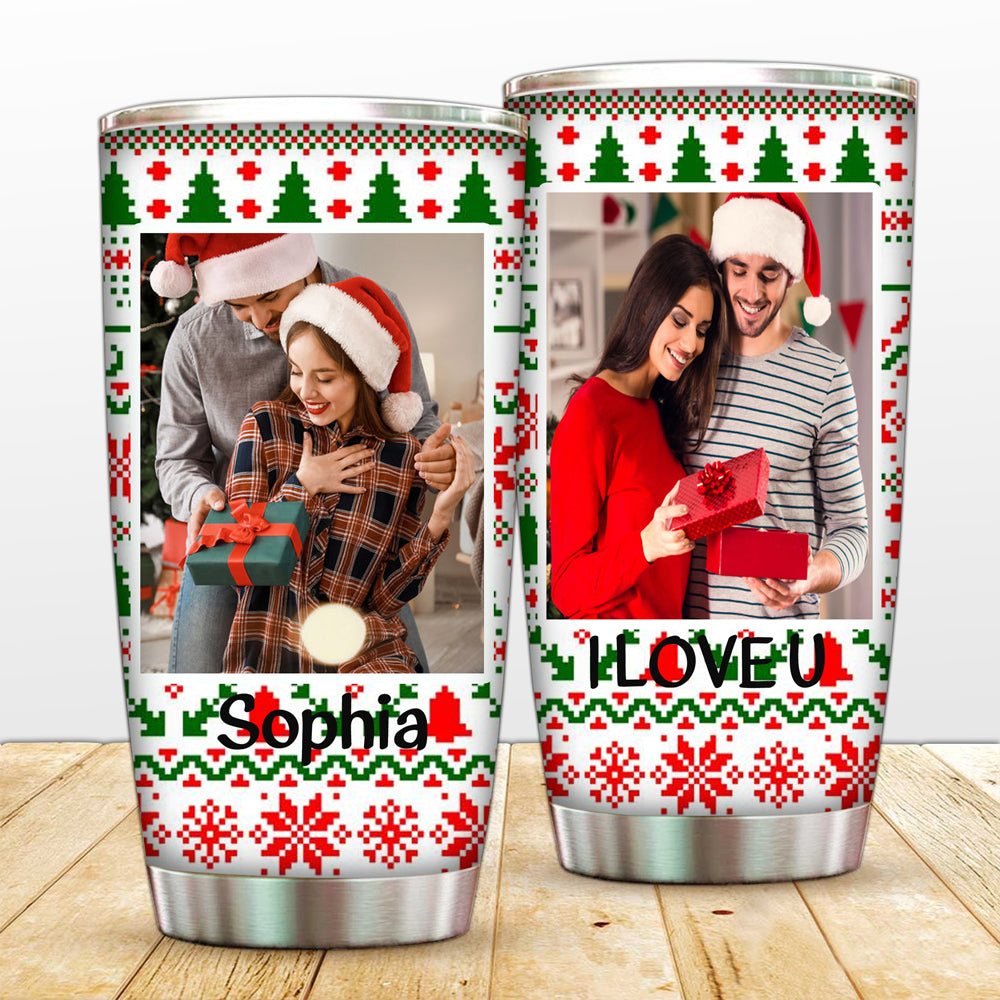 Custom Photo Name 20 Oz Christmas Tumbler Cup Travel Mug img 5616010697167