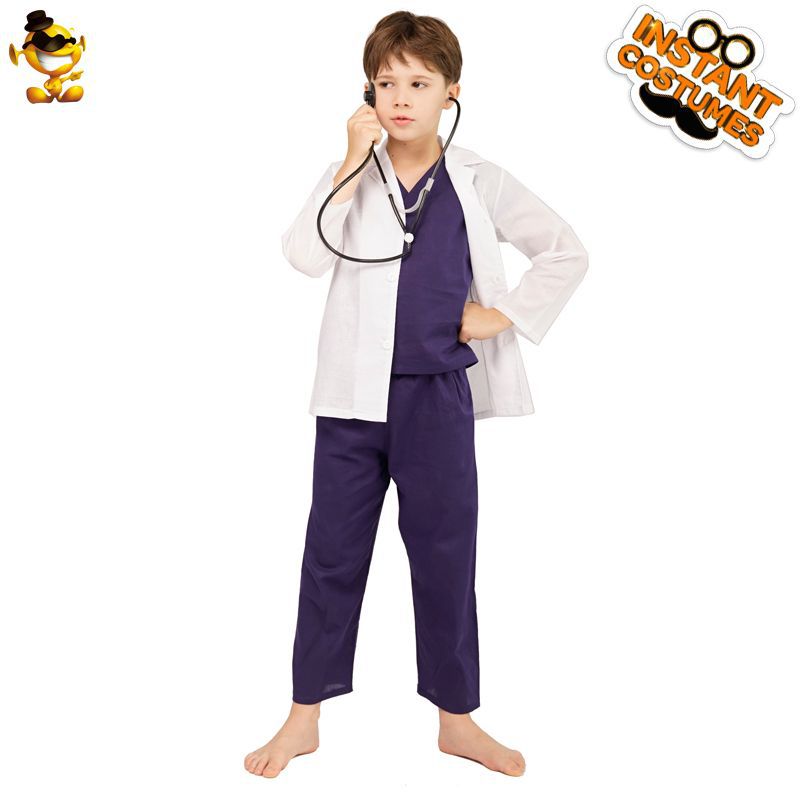 Disfraz de médico y enfermera para niños, bata blanca, juego de rol, disfraz para niños y niñas