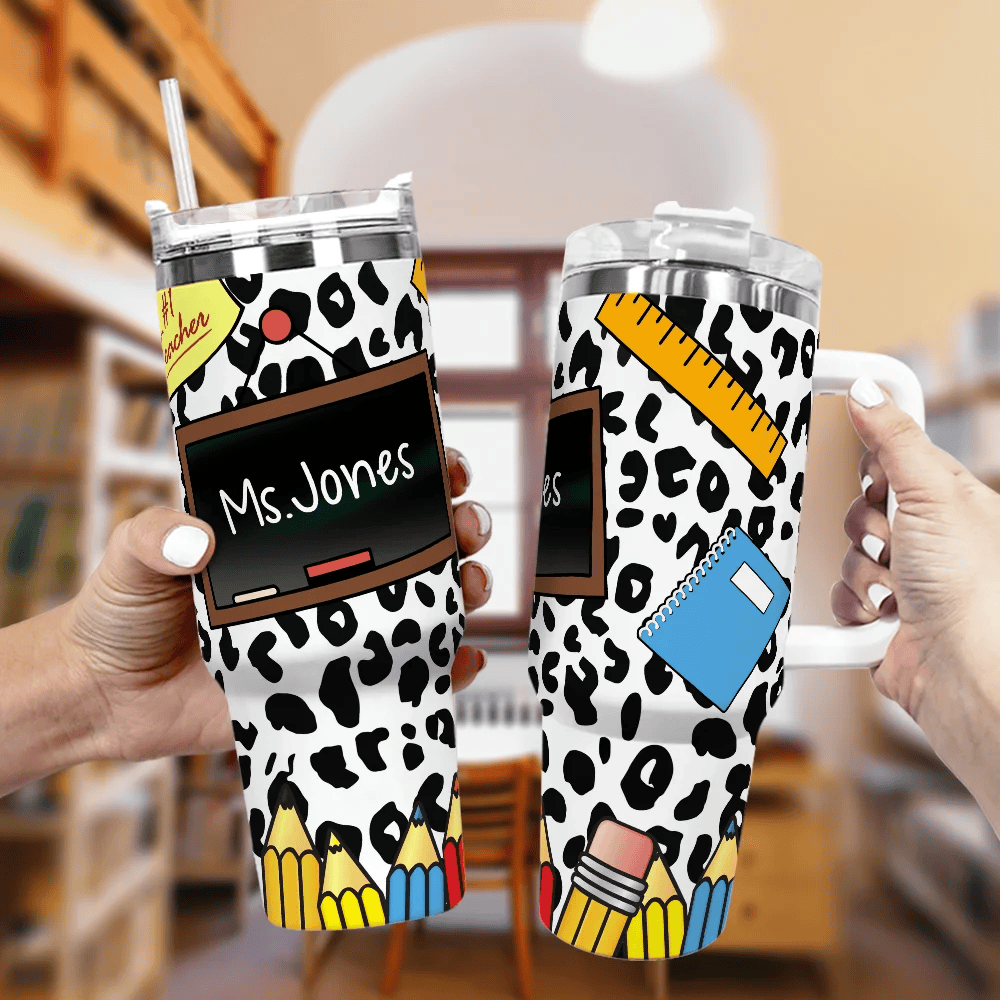 Custom Name 40oz Tumbler Cup with Straw Stainless Steel Mug img 3