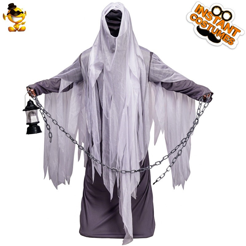 Disfraz de fantasma de Halloween para hombre, disfraz de cosplay para escenario, sin rostro, linterna espiritual