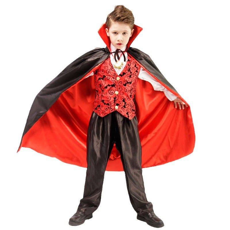Halloween scary kids costume cosplay vampire boy stage performance outfit