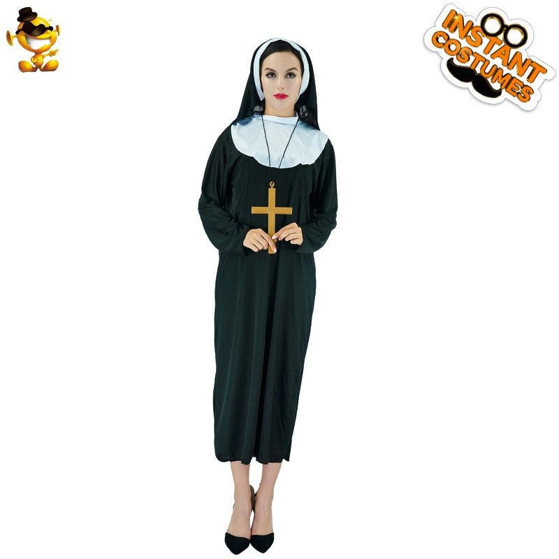 Nun costume for cosplay Halloween party religious stage performance