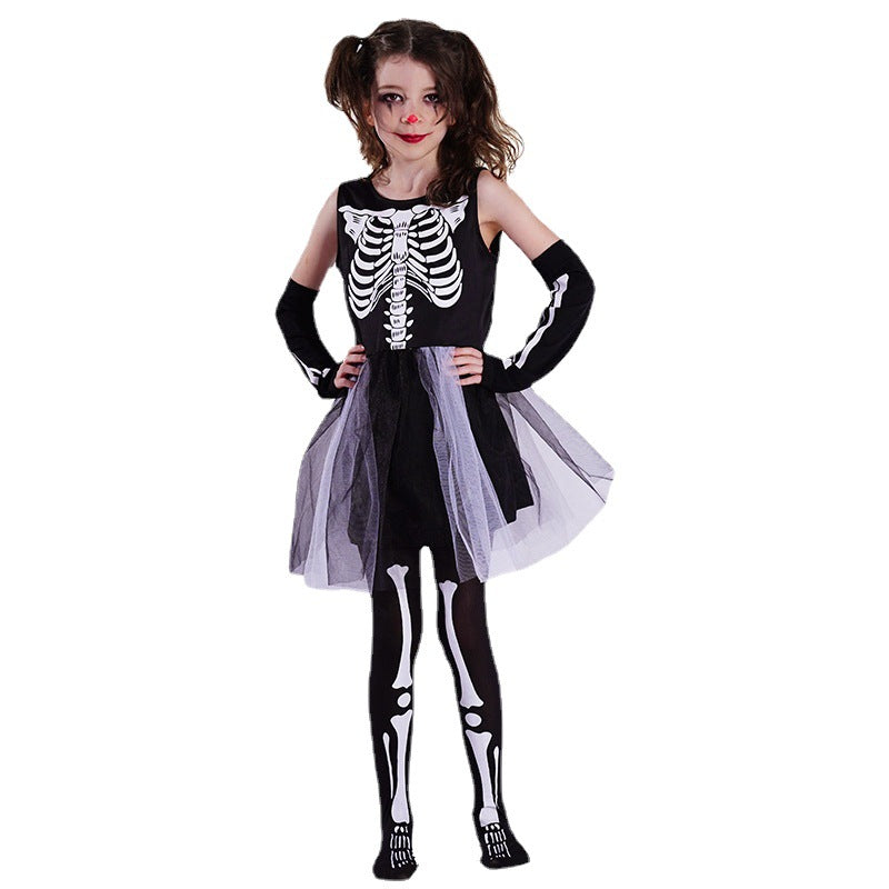 Halloween skeleton dress for girls cosplay costume party stage performance