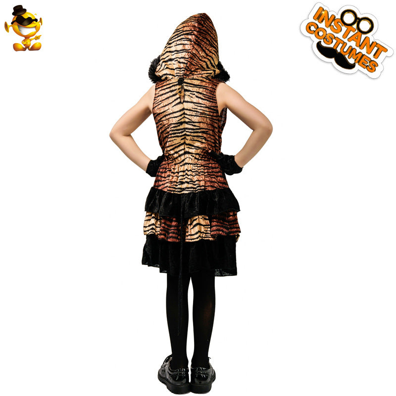 kids stage performance costume tiger dress for girls Halloween carnival party outfit