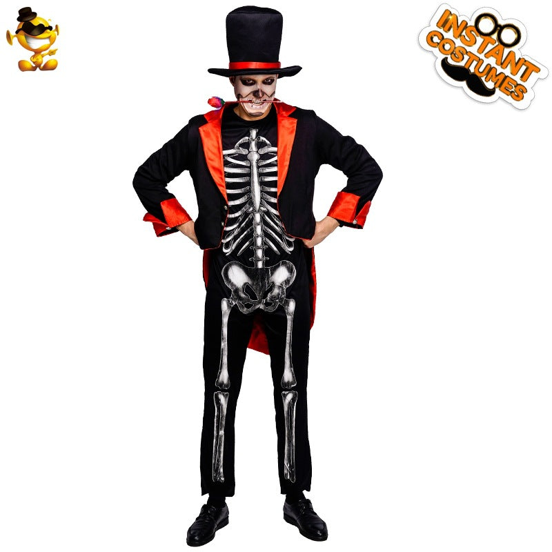 Disfraz de demonio esqueleto para Halloween para adultos, cosplay para hombre, actuación en el escenario.