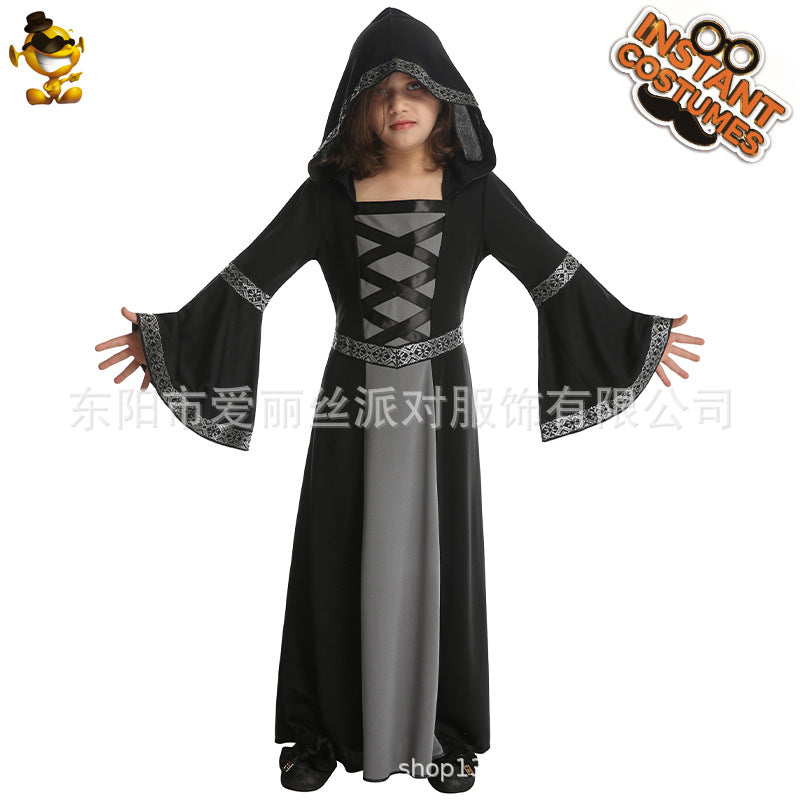 Disfraz de bruja para niños, disfraz de Halloween, cosplay, juego de rol, actuación en el escenario