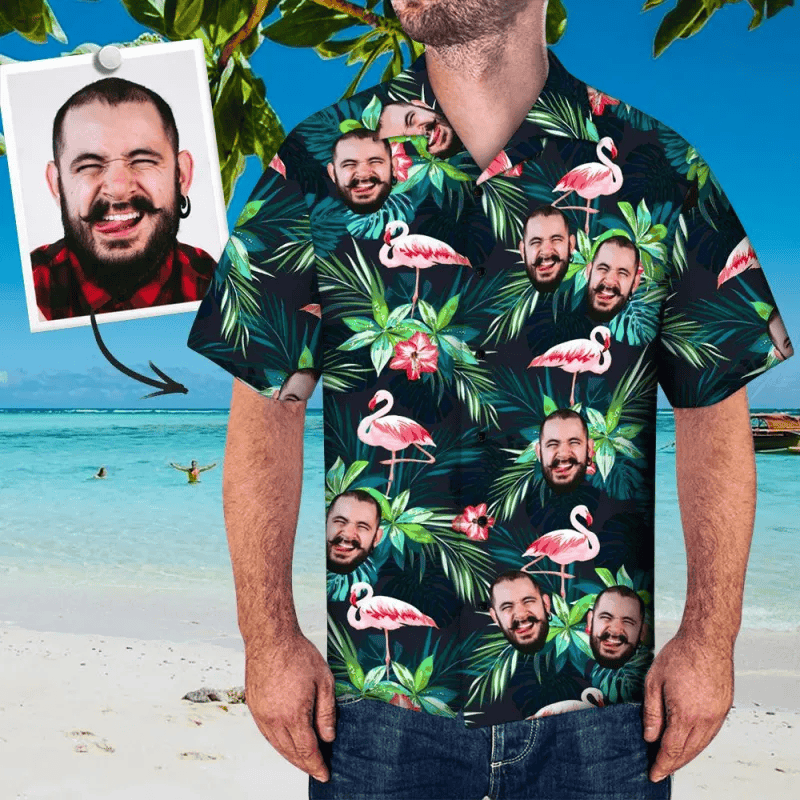 Custom Photo Shirt Men 3D Print Hawaiian Shirt Warm Family img 1