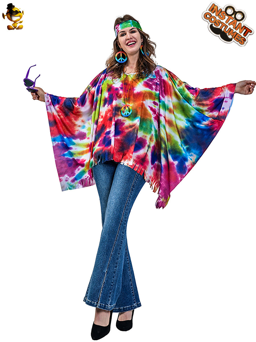 Hippie Cape for Women Vintage Halloween Costume Cosplay Party Outfit