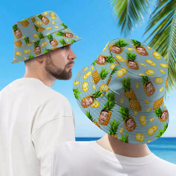 Custom Hawaiian Style Bucket Hat Fun Pineapple Print Hat img 3