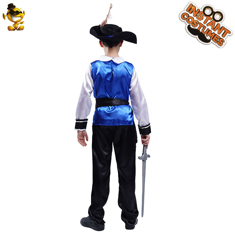 Halloween cosplay costume musketeer outfit for boys stage performance