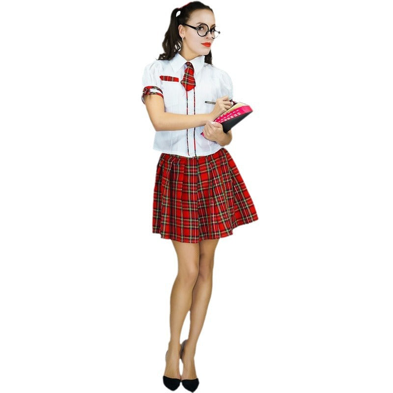 Costume de cosplay pour étudiante enseignante adulte et ludique pour fête et jeu de rôle