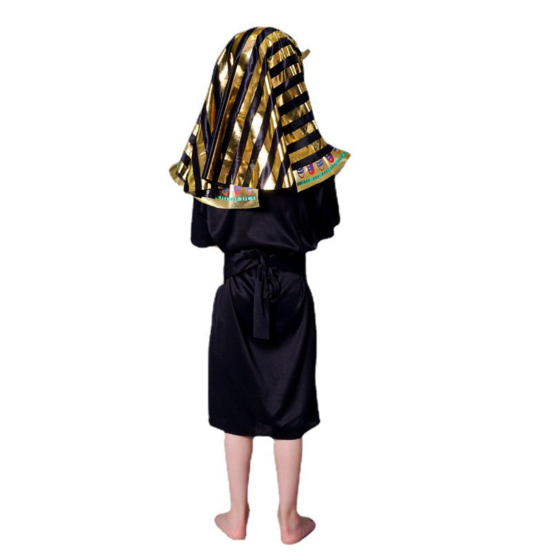 Egyptian Pharaoh Costume for Kids Halloween Party King Prince Cosplay Robe